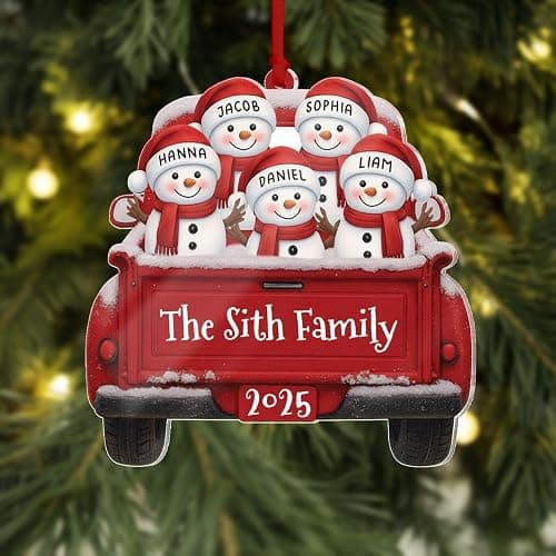 Personalized Christmas Ornaments 2025 Family of 2/3/4/5/6/7/8/9/10 Custom Snowman Ornament with Names and Year, for Family of 2/3/4/5/6/7/8/9/10 Members, Custom Ornament Xmas Gift Idea thumbnail 2