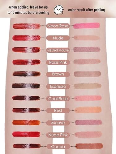 QCMME Lip Stain Peel Off Lip Liner Stain with Tweezer, Long Lasting Matte Lip Tint Tattoo, Highly Pigmented Color Lip Makeup, Waterproof Lipstick, Transfer-proof Lipstain for Women, Cocoa thumbnail 6