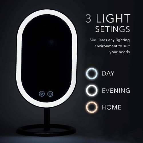 Fancii Vera LED Lighted Vanity Makeup Mirror, Rechargeable - Cordless Illuminated Cosmetic Mirror with 3 Dimmable Light Settings, Dual Magnification (Obsidian) thumbnail 4