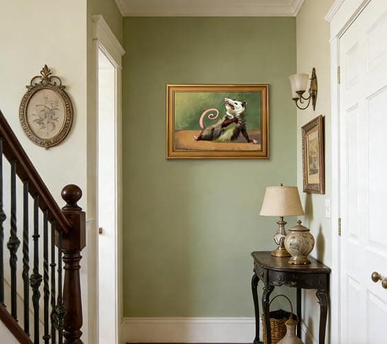 Gold Framed Funny Opossum Canvas Wall Art Humor Opossum Painting Picture Wall Decor Quirky Animal Poster Print Artwork for Living Room Bedroom Home Office Decroation 9x11in thumbnail 3