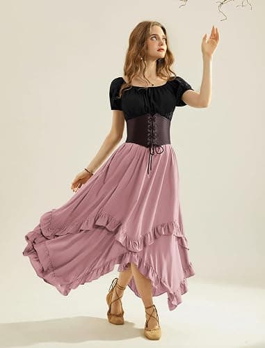 Scarlet Darkness Long Skirts for Women High Waist Renaissance Skirt Maxi Skirt with Pockets thumbnail 8