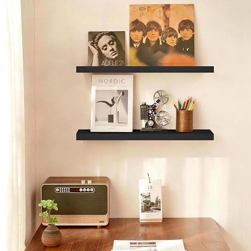 BAYKA Floating Shelves for Wall, 22.5 inches Black Wall Shelves for Bathroom, Bedroom, Living Room, Kitchen & Book, Hanging Display Decor Organizer Shelf with 22 lbs Capacity thumbnail 2