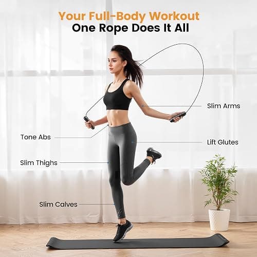 Jump Rope,Tangle-Free Rapid Speed Jump Rope with Ball Bearings for Men,Women and Kids,Adjustable Steel Skipping Rope with Ergonomic Foam Handles,A Ideal Equipment and Accessories for Workout,Fitness,Exercise,Home Gym,Slim Body thumbnail 3