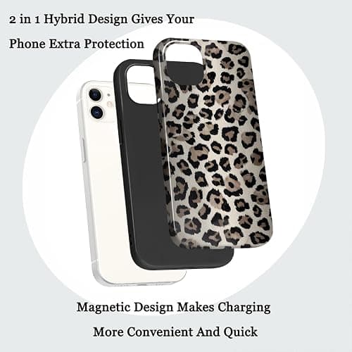 Xylota Handyhülle Magnetische für iPhone 11 6,1" Hülle, Aesthetic Leopard Braun Muster Mädchen Case Kompatibel mit MagSafe, Dünn Silikon + PC Stoßfeste Schutzhülle Cover, 03 thumbnail 2