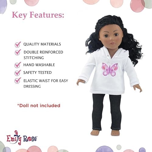 Emily Rose 18-inch Doll Clothes White Hoodie Sweatshirt and Stretch Blue Jeans - Casual Outdoor Clothing Outfit | Doll NOT Included | USA Business | Gift Boxed! thumbnail 6