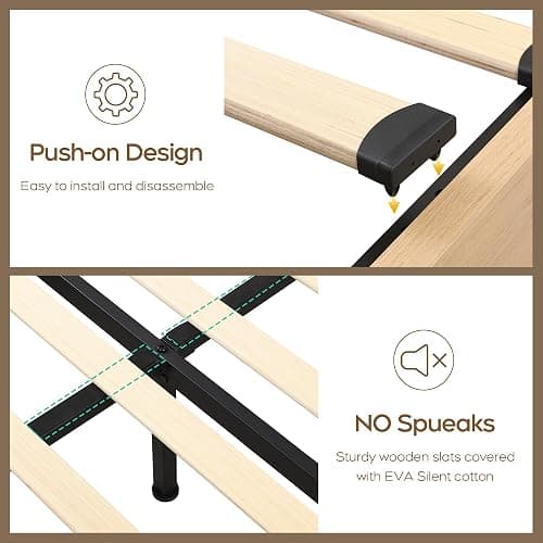 Brafab Natural Rattan Queen Bed Frame with Wooden Headboard and 4 Storage Drawers, Boho Cane Bed Metal Platform Bed with Strong Wooden Slat, Noise Free, No Box Spring Needed thumbnail 7