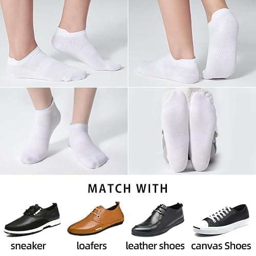 AHOVIT 12 Pairs Ankle Socks Womens, Thin Low Cut No Show Cotton Lightweight | White Summer Low Rise Non Slip Short Sock Size 7-9/9-11,Ankle Length for Running,Workout,Sneaker,Flat,Boat Shoe(6 or 12Pairs) thumbnail 2