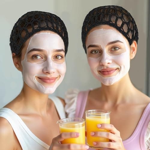 2 Pcs Tubi Hair Wrap Hair Nets For Sleeping Mesh Crochet Hair Net Snood Hat Sleep Cap Shower Cover Ornament Hair Wrap Nets For Women Sleep Black Mesh Crochet Hair Net For Women Black And Gray thumbnail 5