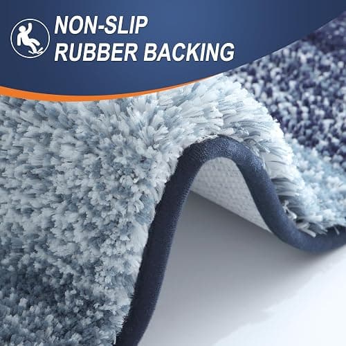 OLANLY Bathroom Rugs Mat 24x16, Extra Soft Absorbent Microfiber Bath Rugs, Rubber Backing, Quick Dry, Machine Washable Bath Mats for Bathroom Floor, Tub and Shower, Home Decor Accessories, Airy Blue thumbnail 5