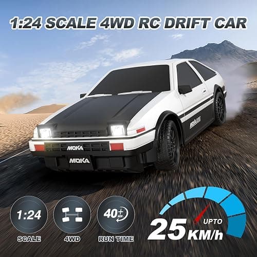 RC Drift Car for Boy Age 6 7 8 9 10, 1:24 Remote Control Drift Cars, 25KM/H | 4WD 2.4GHz Semi Proportional Throttle and LED Light, Remote Control Cars Toys Gifts for 6 7 8 9 10 11 12+ Year Old Boy thumbnail 2