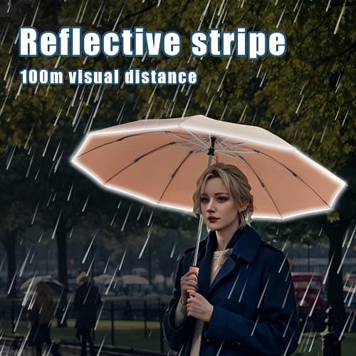 Fogkey Large Windproof Travel Umbrella, Portable Reverse Folding Car Umbrella, Compact Inverted Design with Waterproof Canopy, Automatic, 10 Durable Ribs, 45.6/13 Inch, Fits Backpack thumbnail 6