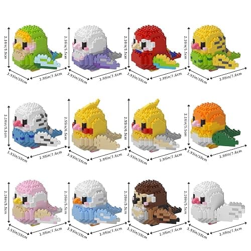 HJPLPXH Parrots 12 Bird Micro Building Block Sets Birthday Gift for Kids | Animals Buildling Model Kits, Mini Bricks Birds Series Toys for Kids thumbnail 3