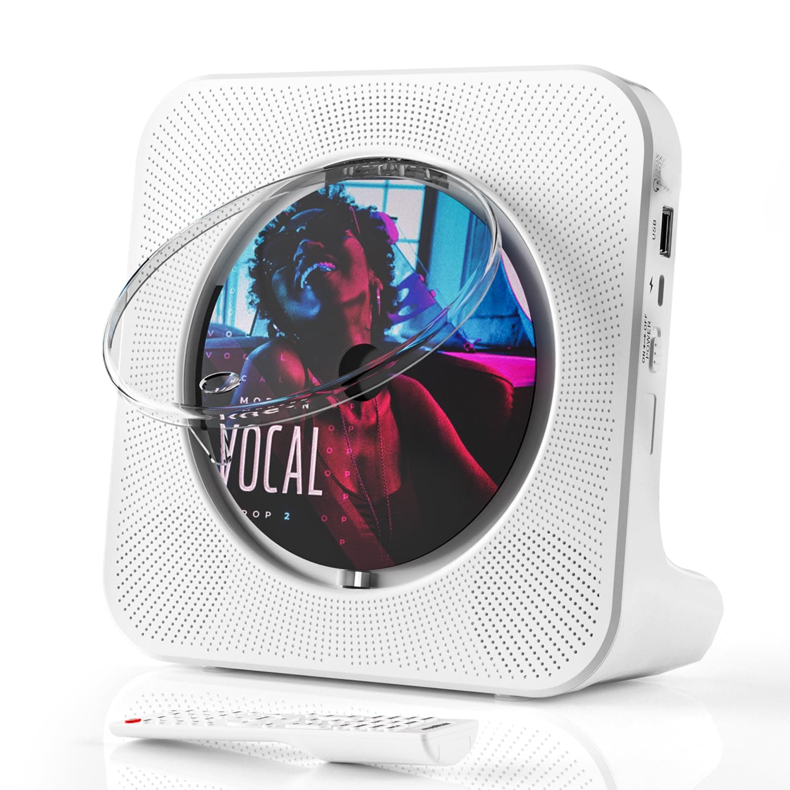 CD Player with Bluetooth Transmitter, Portable CD-Player Built-in HiFi Speakers LED Display, Music Kpop Mp3 Player Home Audio, FM Radio, Timer, USB, AUX, Remote Control, Mother Days Gift - Image 1