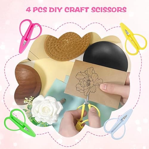 4 Pack Mini Scissors - Small Sharp Scissors All Purpose with Cover Tiny Detail Scissor for Travel Crafts Sewing Embroidery DIY (4 Colors) thumbnail 5