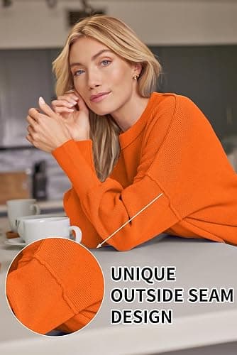 LILLUSORY Women's Oversized Batwing Sweaters 2025 Fall Outfits Trendy Crewneck Knit Side Slit Fashion Pullover Tops thumbnail 4