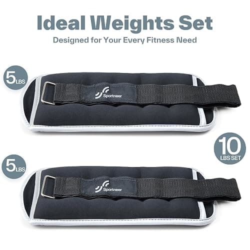 Sportneer Ankle Wrist Weights for Women Men Pair of 1/2/4/6/10 LBS Options | 20% More Compact, High-Density Iron Sand, Soft Lycra Comfort, Reinforced Stitching, Secure No-Slip Fit thumbnail 5