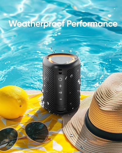 Portable Bluetooth Speaker with Lights, Powerful Crystal Clear Sound, IPX5 Waterproof, All Day Playtime, AUX&TF-Card Input, Bluetooth 5.3, TWS Paring, Small Wireless Speaker for Outdoor, Gift Ideas thumbnail 7