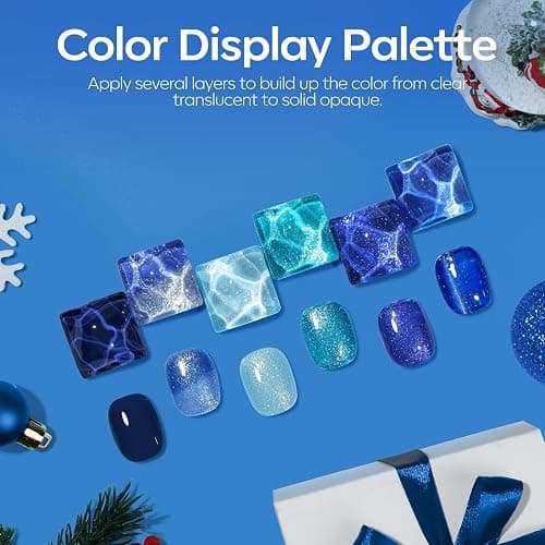 modelones Cat Eye Gel Nail Polish Set Glitter 6Colors Blue thumbnail 2