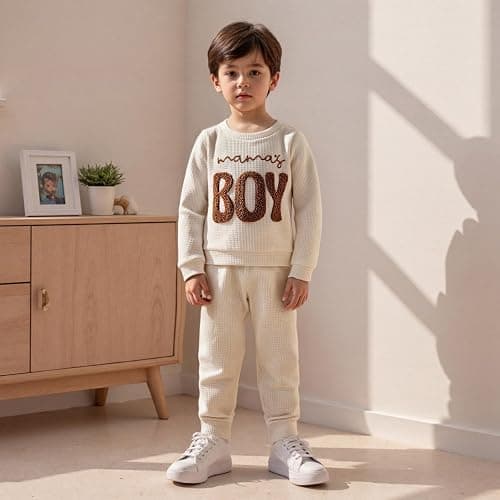 Baby Boy Fall Clothes Set Long Sleeve Crewneck Sweatshirts Pants Infant Newborn Waffle Outfits 6 12 18 24 Months 2T thumbnail 2