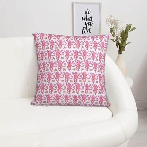 Dycica Pink Rabbit Monkeys Pillow Case Square Soft Pillowcase Throw Pillow Cover Home Decor for Living Room Sofa Car Cushion Cover 18''X 18'' thumbnail 6