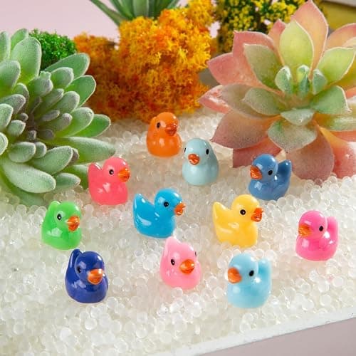 Diinokiy 200 Pcs Mini Resin Duck Colorful Miniature Figures Micro Fairy Garden Landscape Aquarium Hide and Seek Dollhouse Cake Decoration Potted Plants DIY Slime Craft Charms for Party Toys Game Gift thumbnail 4