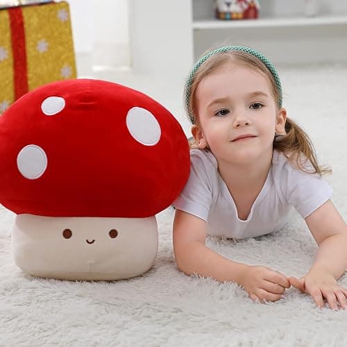 WeBingo Mushroom Plush Pillow, 12 Inch Cute Large Mushroom Decor Stuffed Animal Plushies Stuffy for Girl Boy Kid Adult, Giant Big Jumbo Soft Toy Gift for Birthday Christmas Valentine's Day thumbnail 9