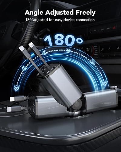 2026 Updated 78W Retractable Car Charger, 4-in-1 Fast Car Phone Charger with 2.6ft Two Retractable Cables and USB C+USB A Car Charging Block Cube, Compatible with iPhone 13 14 15 16 17 Pro Max, Plus thumbnail 6