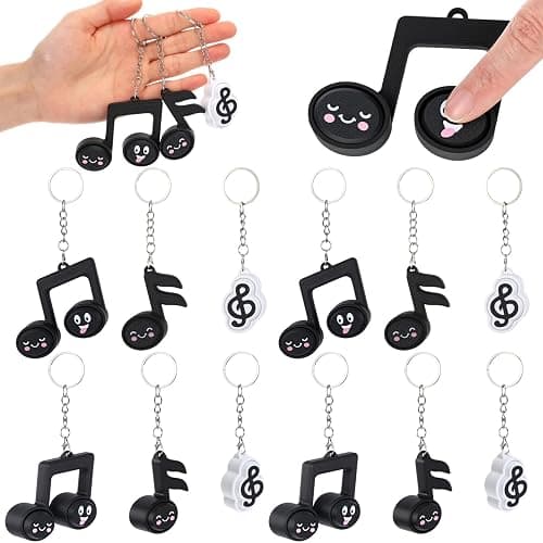 Sureio 12 Pcs Music Notes Clicker Keychains Bulk, Cute 3D Printed Musical Note Clicker Fidget Keyrings, Stress Relief Keychain Gifts for Classroom Rewards Music Back to School Party Favors - Image 1