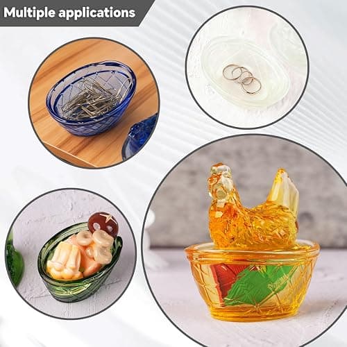 ocpcrn Mini Glass Crystal Hens On Nests,Handmade Glass Figurines Vintage Collectible Removable Lid Home Decorations Ornaments for Easter Christmas Office Tabletop Decor (Luminous) thumbnail 5