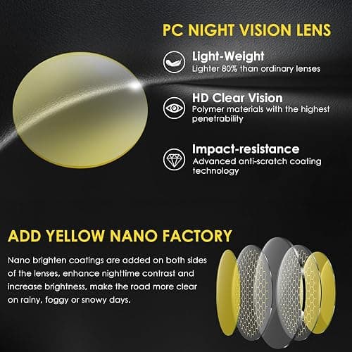 Chiccool Night Driving Glasses Fit Over for Men Women, Anti Glare Polarized Night Vision Glasses, Wrap Around HD Yellow Lens thumbnail 4
