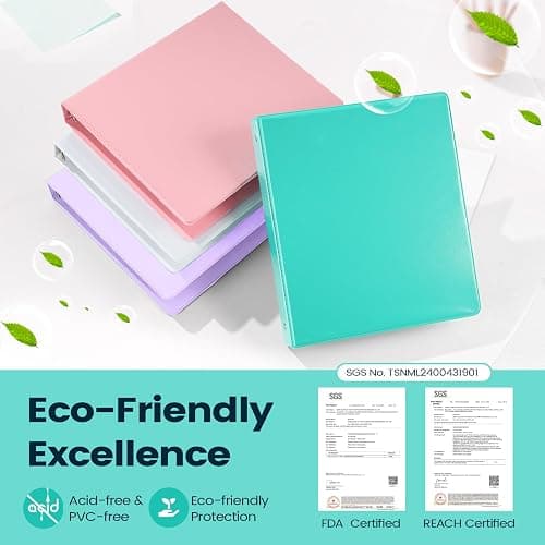 2 Pack BinderX Extra Durable 3 Ring Binder, 2 Inch Binder Round Ring, Fits 900 Sheets of 8.5x11 Paper, Customizable View Cover with Inside Pockets, Cute School Supplies for Girls, Pink & Blue thumbnail 3