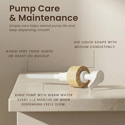 MaisoNovo Glass Dish Soap Dispenser for Kitchen Sink Set of 1-500 ml Dish and Hand Soap Dispenser Set for Kitchen - Clear Glass Bottle with White Bamboo Pump x 1 thumbnail 11