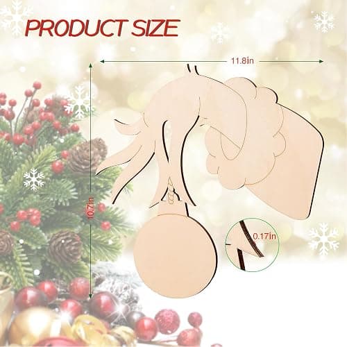 Monster Hand Holding Ornament Unfinished Wood Cutout, DIY Christmas Front Door Sign, Blank Wooden Wreath Cutout for Xmas Wall Door Decoration Craft Making thumbnail 3