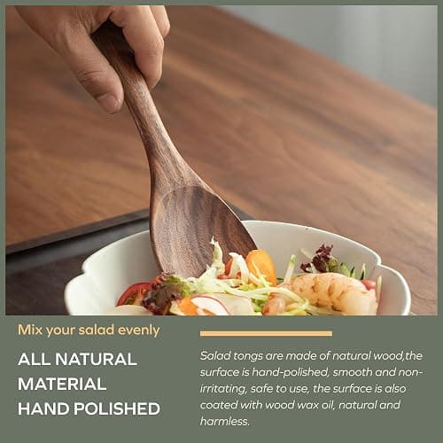 Muso Wood Acacia Salad Servers, 12-inch Wooden Salad Tongs for Serving Salad Mixes, Set of 2 (Acacia salad servers) thumbnail 6