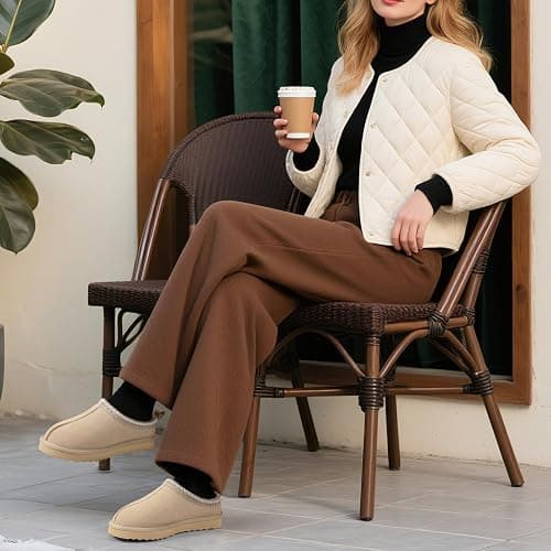 bebealy Genuine Suede Fuzzy Slippers for Women Winter Warm House Shoes Cozy Mini Boots for Indoor Outdoor thumbnail 7