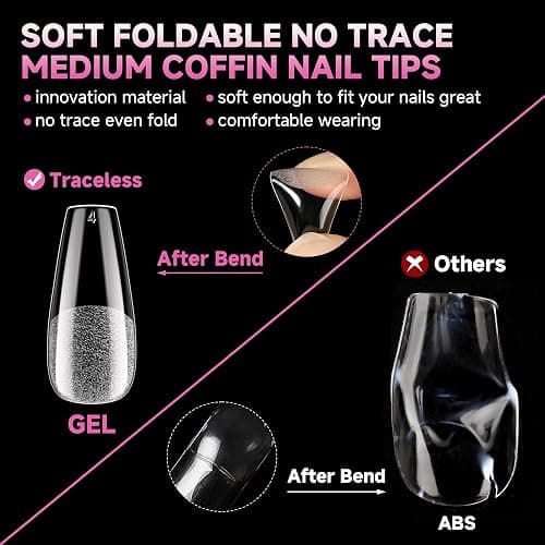 UNA GELLA Medium Coffin Nails Tips Gel Nail Tips Coffin 120pcs Half Matte Acrylic Full Cover Nail Tips Fake Nails Clear C offin Press on Nails for Nail Extensions Home DIY Salon 12 Sizes thumbnail 5