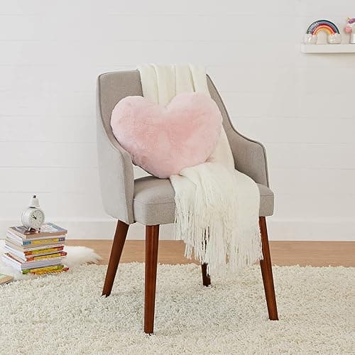 Amazon Basics Kids Pink Heart Pillow, Room Decor, 10.5 in x 4 in - Pink - 10.5 Inch X 4 Inch thumbnail 2