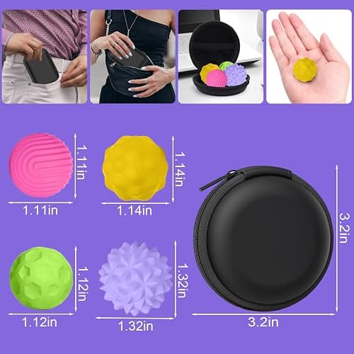 BUSOHA Silicone Fidget Balls - 4 Pack New Fidget Toys Stress Balls for Adults Sensory Stone Travel Toys for Calming,Autism and ADHD,Gifts for Teens thumbnail 2