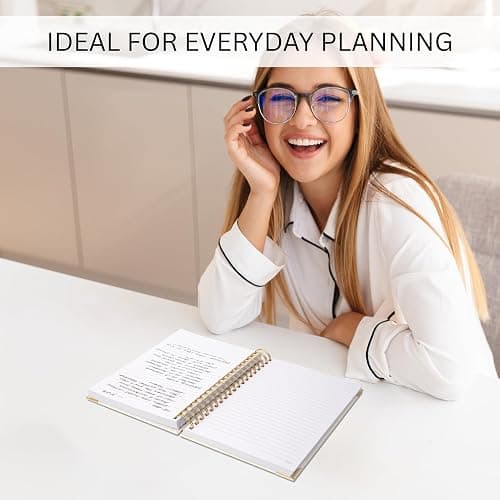 Aesthetic Thick Spiral Notebook Journal For Women in B5 Format - Modern Linen Hardcover College Ruled Note Book With 300 Lined Pages - Perfect For Writing And Staying Organized at Work or School thumbnail 8