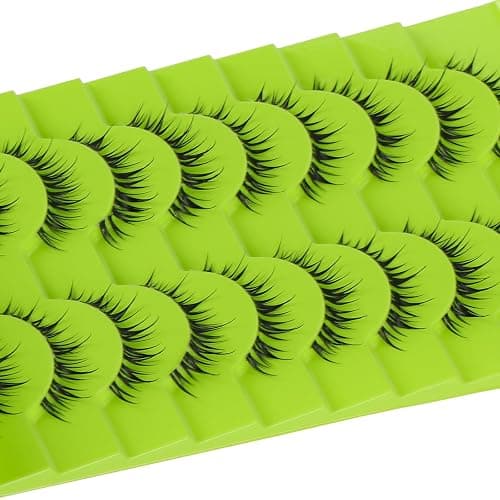 outopen 10 Pairs Manga Lashes Wet Look Japanese Anime Cosplay Eyelashes Clear Band Doll Lashes Korean Asian Makeup Lashes Spiky Fake Eyelashes Look Like Individual Clusters(Wet Natural 9-12 MM) - A08-Wet Natural | 9-12 MM thumbnail 6