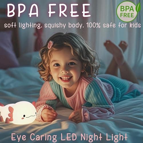 YR YRHH-PET Axolotl Cute Night Light for Kids, Axolotl Lamp Girls Xmas Gifts, Rechargeable Bedside Nightlight, Squishy Dimmable Silicone LED Funny Animal Light, Baby Nursery Dorm Kawaii Décor Toys thumbnail 4