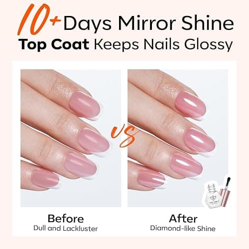 modelones Nail Polish Top Coat and Base Coat Set, Clear Quick Dry Nail Polish, High Gloss Shiny Long Lasting No Wipe Base Top Coat Set, Air Dry Fast Nail Art Design Manicure Gifts for Women thumbnail 5