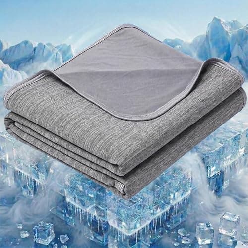 DouxDosy Cooling Blanket - Thin Throw Blanket for Couch, Sofa, Chair, Q-Max>0.4, Lightweight, Breathable, Double-Sided, Absorbs Heat to Keep Body Cool in Summer, 50"x70", Grey - Image 1