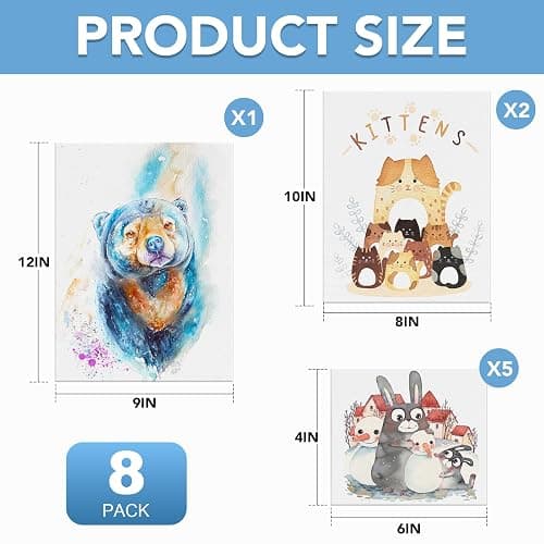 ESRICH Canvases for Painting 8Pack Painting Canvas with 9x12,8x10,4x6,Canvas Panels for Oil Paint,Watercolor,Acrylic Paint,Gouache and Tempera. thumbnail 3