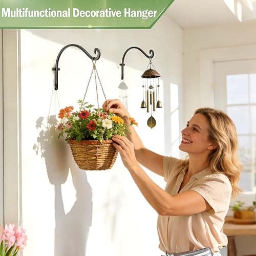 AJART 4 Pack Heavy Duty Plant Hanger: 12 Inch Bracket for Wooden Fence | Set of 4 Solid Iron Hooks, 50 Lbs Capacity for Heavy Bird Feeders, Anti Drop Deep U Hook, Hardware for Brick Walls thumbnail 7