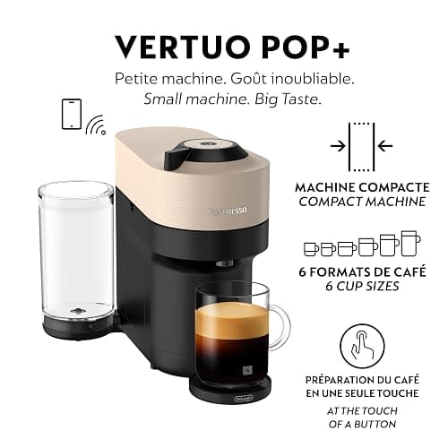 Nespresso Vertuo Pop+ Single Serve Coffee and Espresso Machine by De Longhi, Sand Beige thumbnail 7