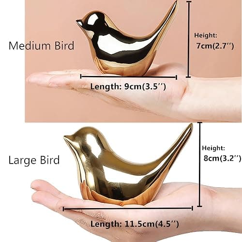 FANTESTICRYAN Small Birds Statues Gold Home Decor Modern Style Figurine Decorative Ornaments for Living Room, Bedroom, Office Desktop, Cabinets thumbnail 3