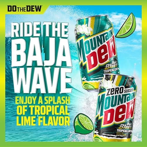 Mountain Dew Soda, 2 Flavor Baja Blast Variety Pack (Baja Blast, Original Dew), 12 Fl Oz Cans (Pack of 18) thumbnail 7