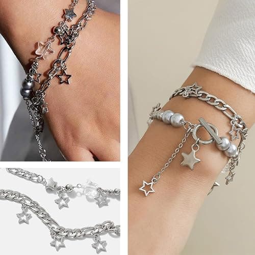 JDRGJTH 24PCS Y2k Jewelry Set,Y2k Accessories Grunge Knitted Cat Beanie,Fairy Grunge Gloves Necklace Rings Bracelet Therian Accessories Set Cosplay Party Jewelry Gift for Women thumbnail 6