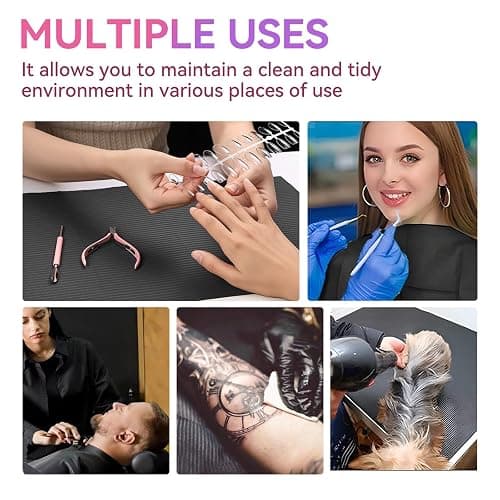 Makartt Disposable Nail Mats: 20 Pcs Foldable 3 Ply Waterproof Nail Art Table Mats, 13 x 18 in Absorbent Manicure Desk Pads for Salon Manicure Tattoo, Black thumbnail 8